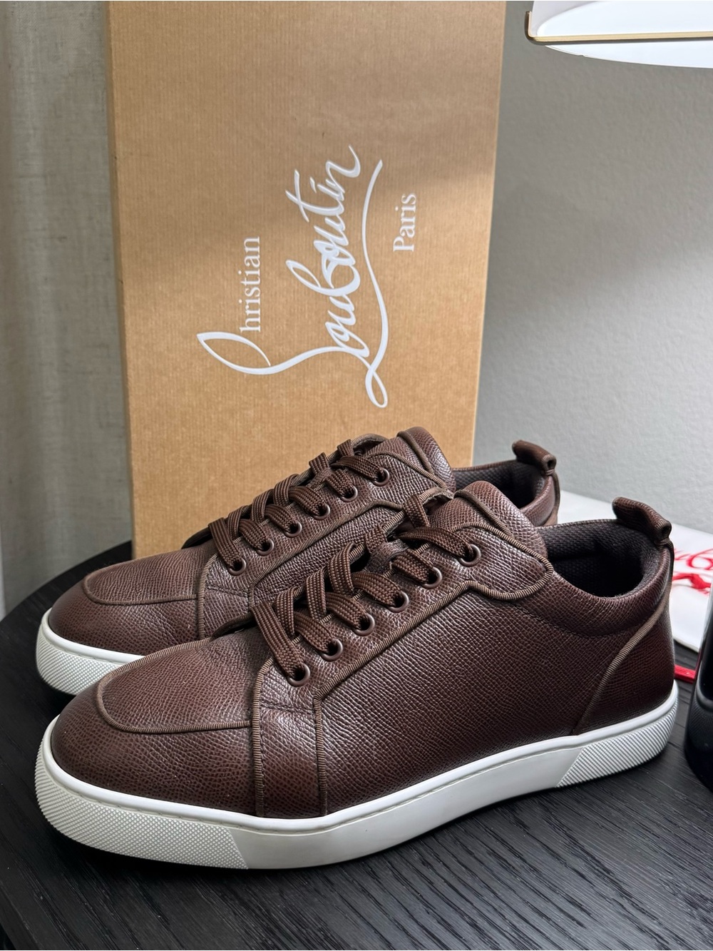 Christian Louboutin Rantulow Orlato Sneakers Grained Leather Brown 42